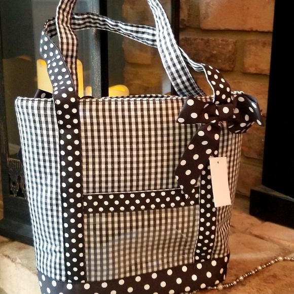Handbags - Black white gingham polka dot photo picture bow